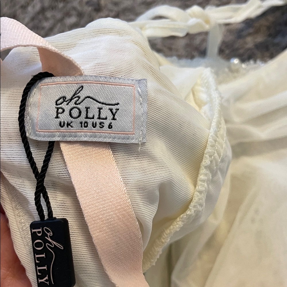 Oh Polly Beaded Cream Long Sleeve Dress - Picture 2 of 10